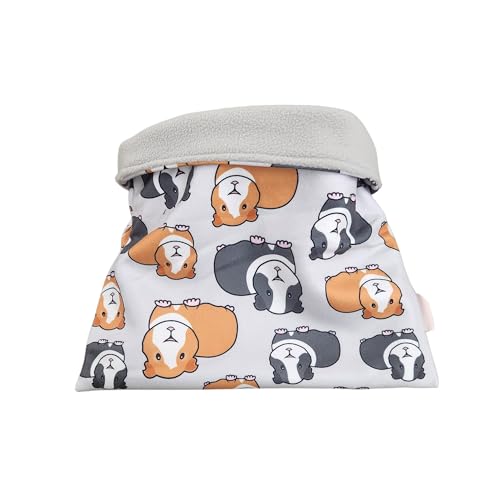Snuggle Sack for Guinea Pigs Bed Pad Cuddle Sack Sleeping Bag (12"x12")(Guinea Pigs on Gray) - size: 12"x12"