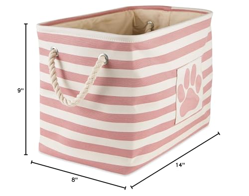 Bone Dry Pet Storage Collection Striped Paw Patch Bin, Rose, Small Rectangle - color: Rose, size: Small Rectangle