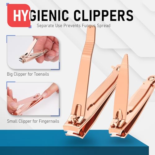 firiKer Nail Clippers with Nail File,Fingernail Clipper,Toe Nail Clippers | Nail Clipper Set ( Rose Gold), Large for Toenails,Small for Fingernails, Used Separately, Ideal Gift for Men and Women - color: Rose Gold