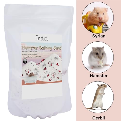 DR.DUDU Hamster Bath Sand, 2.8lb Dust Free Desert Sand or Potty Litter Sand for Hamster Chinchillas Gerbil Syrian Mice Small Animals (White, Flower Smell) - color: White-Flower, size: 2.8lb