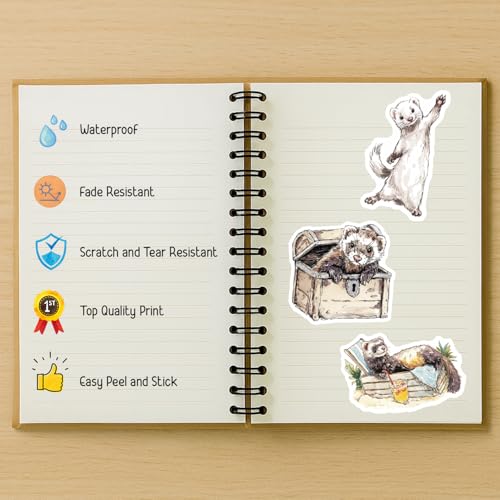 100 PCS Ferret Stickers Pack – Waterproof Vinyl Decals for Water Bottles, Laptops, Phones, Notebook, Cars – Cool Vibrant Graphics for Ferret Enthusiast - color: Ferret
