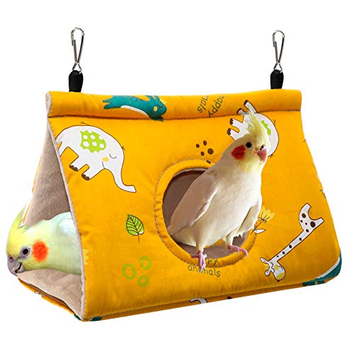 Rypet Bird Bed for Cage Warm Bird Hammock Nest House Large Parrot, Yellow M | Warm Plush Cotton Bird Hut, Side Entry for Access, Dual Hanging Straps, Machine Washable, African Grey Amazon Parrot Fit - color: Yellow, size: Medium (Pack of 1)
