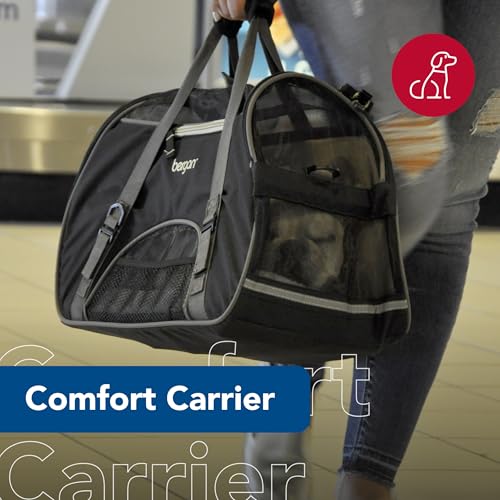 Coastal Pet Bergan Comfort Carrier - Breathable Travel Carrier for Dogs & Cats - Black & Grey, 19" x 10" x 13" - color: Black and Grey, size: 12.5"L x 19.0"W x 10.0"H