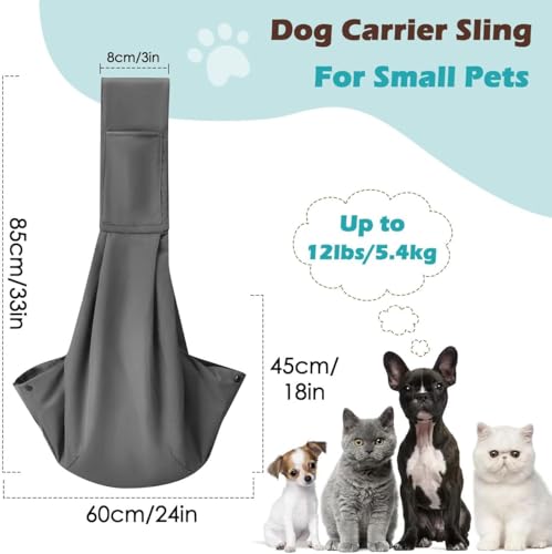 Pawaboo Small Dog Sling Carrier | Reversible Puppy Small Pet Carrier,Hands Free,Safety Buckle,Storage Pocket for Travel,Outdoor Activities Dark Gray - color: D-Dark Gray