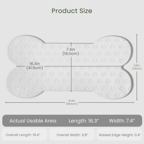 PWTAA Dog Food Mat Anti-Slip Silicone Dog Bowl Mat Thicker Pet Placemat Waterproof Cat Feeder Pad with Raised Edge Puppy Kitten Feeding Mats Suitable Small Medium-Sized Dogs Cats Eating Tray - 2PCS - color: White, size: 19.4" x 9.8"-2PCS