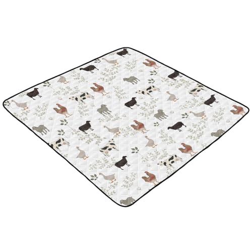 Baby Play Mat Farm Cow Rooster Goose 50 x 50 Playpen Mats for Floor Play Gym Crawling Mat Non-Slip Cushioned Baby Playmat for Infants, Babies, Toddlers - color: Multi 29