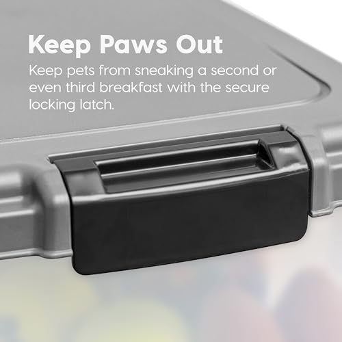 IRIS USA Dog Food Storage Container, Up to 30+11 lbs, Gray/Dark Gray | Made in the USA, Includes 2-Cup Scoop & Wheels, Airtight Seal, BPA-Free, Bird Seed, Cat food, Cat Litter, Treats, Toys - color: Silver