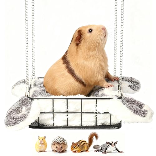 Rat Bed Platform with Blanket, Small Animal Bed Mat, Metal Cage Accessory, Small Pet Animal Rest Hammock, Habitat House Hide Toy for Guinea Pigs Chinchillas Hamsters Sugar Gliders