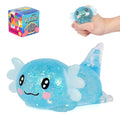 Blue Axolotl Squeeze Toy, Slow Rise squishies Relief Sensory Toy. | Cute Squeeze Anxiety Pressure Ball, Portable Calming Fidget Toy for ADHD Autism, Gift Box Packed - color: Single Blue Lying Axolotl
