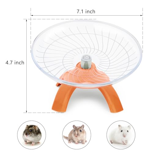 Silent Hamster Exercise Running Wheel Flying Saucer, Orange | Non-slip surface, smooth & quiet spinning, durable plastic, encourages healthy exercise, for dwarf hamsters/mice/gerbils - color: Orange