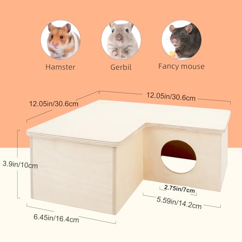 Niteangel Multi-Chamber Hamster House Maze: 1 Entrance 3 Rooms Maze Habitat | No-Disturb Removable Lid - Encourage Pets Hide and Explore Freely Hideout & Tunnel Maze Toys for Hamster Gerbils Mice Lemming - size: 3-Room Large