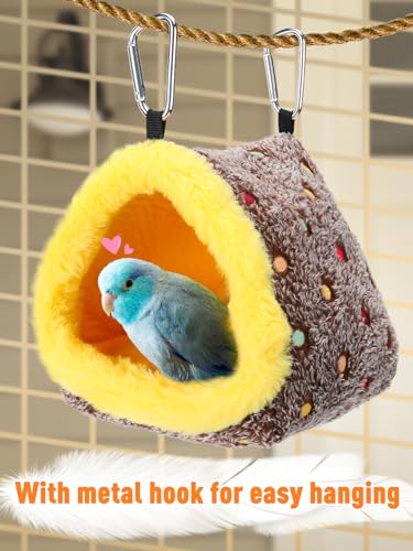 MEWTOGO Small Winter Warm Bird Nest House with Support Board for Cage | Comfortable Bird Bed with Mat, Hanging Hammock Hut Gift, for Budgerigar Canaries Lovebirds, 6.5"D x 6.5"W x 7"H - size: Small