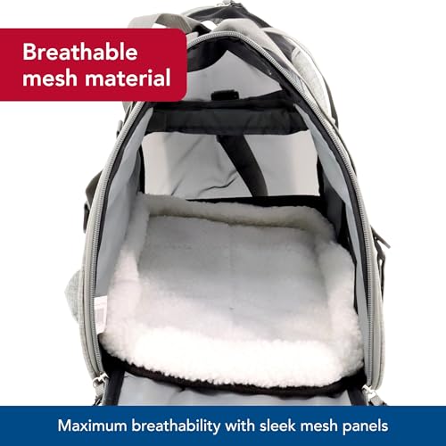 Coastal Pet Bergan Comfort Carrier - Breathable Travel Carrier for Dogs & Cats - Heather Grey, 16" x 8" x 11" - color: Heather Grey, size: 12.0"L x 16.3"W x 8.0"H