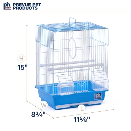 Prevue Pet Products Parakeet Square Roof Bird Cage with Handle | Carrier for Home or Travel, Small Bird Accessories, for Canaries, Budgies, Finches, Parakeets, and More