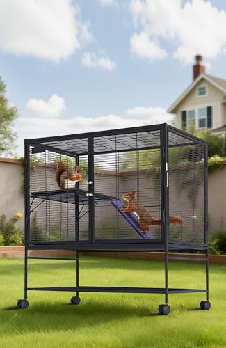Multi-Level Metal Small Animal Cage, Removable Tray & Ramp, Lockable, BPA-Free, Indoor/Outdoor Use,for Ferrets, Hamsters, Chinchillas, Rabbits, Guinea Pigs, Hedgehogs, Gerbils - size: 36''Lx22''Wx39''H