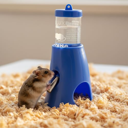 Hypeety Hamster Water Bottle with Hide Base No-Drip Water Dispenser, Blue | Leak-proof stainless steel nozzle, 2-in-1 with hideout , automatic feeder for hamsters/gerbils/mice, 2.71 fl oz/80ml, blue - color: Blue