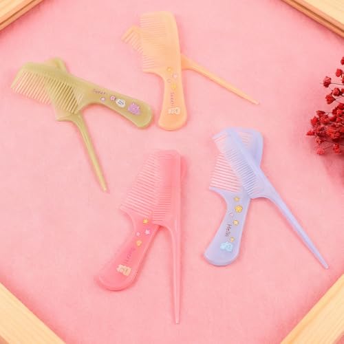 8Pcs Baby Hair Comb Set with Cute Bear Pattern, Safe Rounded Tooth Toddler Hair Brushes & Rat Tail Combs for Kids, 4 Color Cute Infant Grooming Kit for Girls & Boys,Travel Friendly