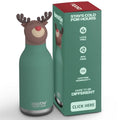 asobu Bestie Bottle Insulated Stainless Steel Water Bottle with Detachable Soft Animal Head Fun Drinking For Kids and Teens with Flexible Reusable Straw 16 Ounce (Reindeer) - color: REINDEER