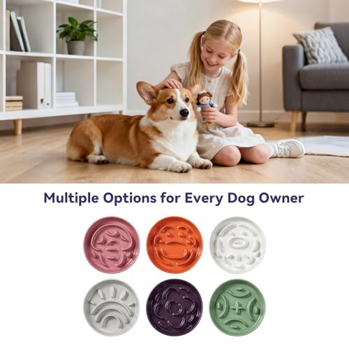 Ceramic Slow Feeder Dog Bowl, 1.8 Cups Anti -Slip Slow Feeding Bowl to Slow Down Eating, 8.2 Inch Dog Food Dish for Medium to Large Breeds, Grey - color: Grey, size: Medium