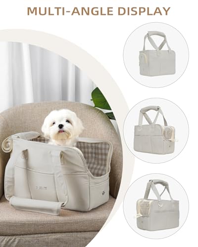 ONECUTE Dog Carrier for Small Dogs Rabbit cat with Large Pockets, Cotton Bag, Dog Carrier Soft Sided, Collapsible Travel Puppy Carrier (Grey, 17" L x 7.5" W x 12" H) - color: Grey, size: 17.0"L x 7.5"W x 12.0"H