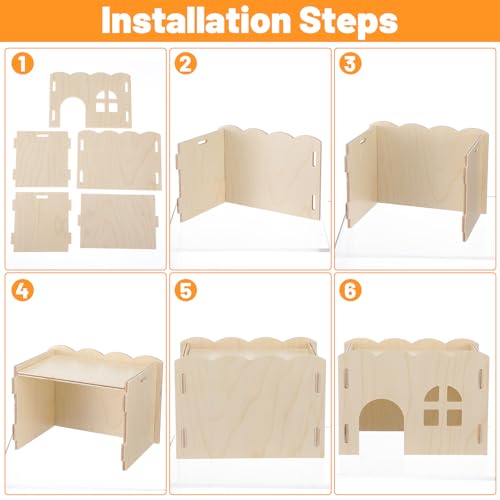 Wood Hamster Hideout, Wooden Hamster Hideout House Chew-Safe | Hamster Explorer for Gerbils Hamsters Small Pets