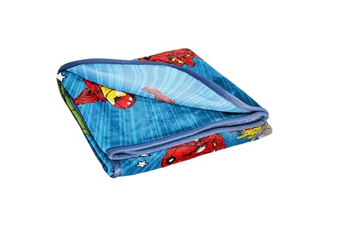 Jay Franco Kids Plush Throw Blanket – Soft & Cozy Fleece Throw for Bedroom & Couch Décor, Official Licensed Product, Blue - Avengers, 40x50 - Travel Blanket - color: Blue - Avengers, size: 40x50 - Travel Blanket