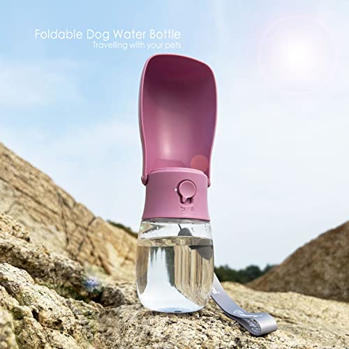 Foldable Dog Water Bottle, Portable Water Dispenser for Dog, Cat, Rabbit, Puppy and Small Animals, Dishwasher Safe Pet Accessories for Walking, Hiking, Travel - color: Pink Purple, size: 10oz
