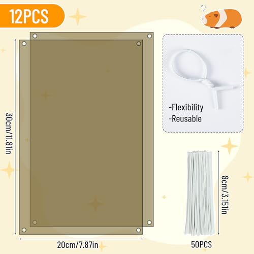 PETKNOWS 12 Pack 11.8 x 8 inch Clear Cage Edge Liner Protection for Rabbit | Plastic Pet Cage Liner, Guinea Pig Habitat Siding, Scatter Guard for Cage, Pack of 12 Pet Cage Guard Accessories, 11.8x8" - color: Brown, size: 30X15 CM