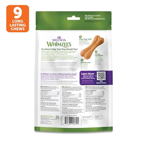 Whimzees Wellness Ricebone Dog Dental Treats, Large Size, (9 Count) - size: 9 Count (Pack of 1)