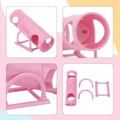 Hypeety Hamster Plastic Seesaw Tunnel Toy Mouse Hollow Tunnel Tube Toy | 2-in-1 tunnel and seesaw, funny exercise gym playground for dwarf hamsters/gerbils/mice/small pets, promotes exercise, pink - color: Pink