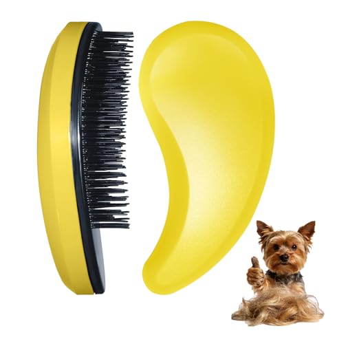 Small Dog Brush, Skin-friendly Soft Bristles (Yellow) | Puppy Hair Brush, Massage and Bath Supplies, Pet Grooming Tool for Teddy, Yorkies, Maltese, Shih Tzu, Chihuahua - color: Yellow