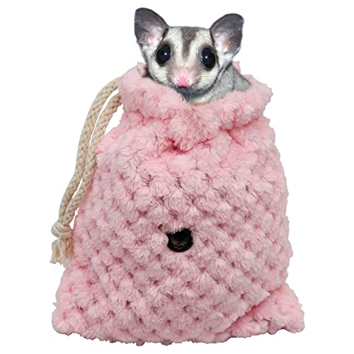 Sugar Glider Bonding Pouch Carrier Bag, Small Animals Sleeping Pouch Bag with Breathable Vent and Drawstring, Portable Travel Bag for Sugar Glider Rat Squirrel Guinea Pig Birds Parrot (Pink) - color: Pink