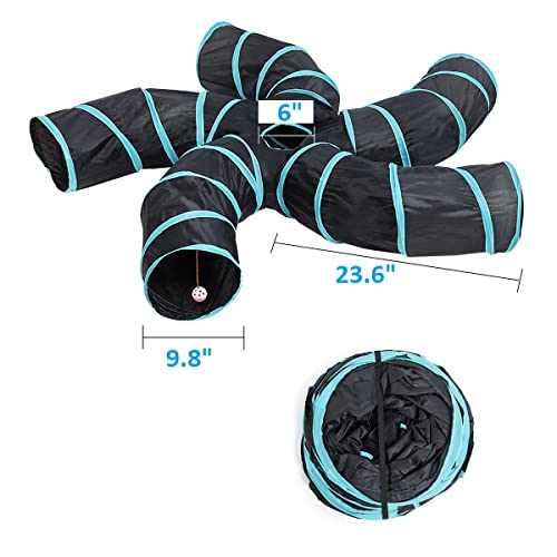 Cat Tunnels, Pet Ferret Rabbit Bunny Tunnels Tubes Subway Habitats, S-Style, DIY Cat Peekaboo Maze House Tent Bed, Kitten Interactive Toy (S Type: 5 Way Tubes) - size: S Type: 5 Way Tubes