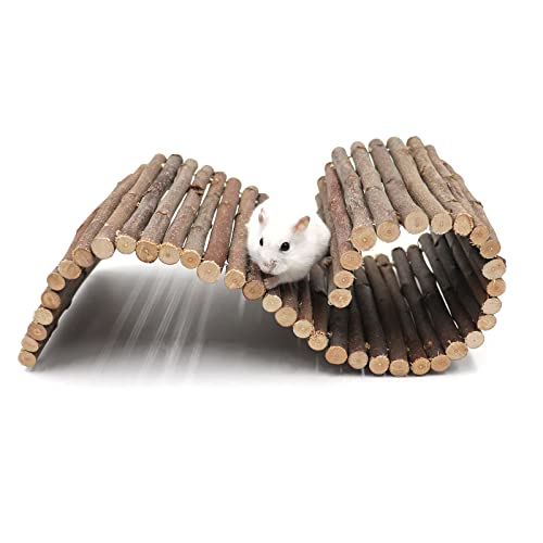 Hermit Crab Climbing Toys, Wooden Hermit Crab Hideout, Reptile Tank Habitat Decor, Bendable Ladder Bridge Tunnel Toys for Lizard Chameleon Hamster Rats Chinchilla Guinea Pig Rabbit Bearded Dragon - style: 19.7×5.9 Inches
