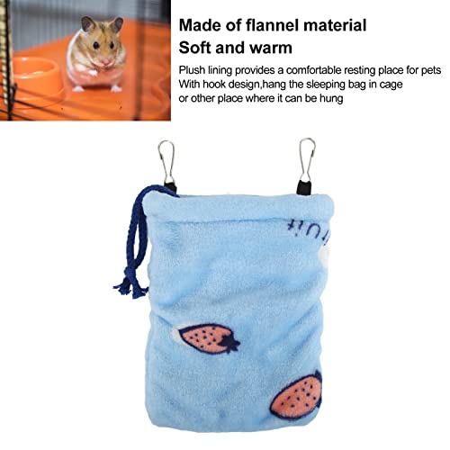 Pssopp Small Pet Hanging Sleeping Bag - Flannel Warm Hamster Hideout Pouch with Drawstring and Hook, Portable Cozy Nest Bed for Sugar Glider, Rat, and Guinea Pig Cage