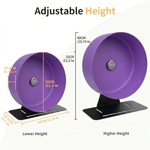 11.8" Aluminum Alloy Silent Hamster Exercise Wheel | Noiseless Running Wheel for Syrian Hamsters, Fancy Rat, Hedgehogs and Small Pets (Base-Black) - color: Purple