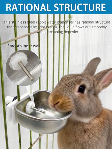 Rabbit Drinking Water Bowl, 10PCS Nipple Drinker Feeder Pet Cage | 3.54x2.60x1.18in Stainless Steel Watering Dispenser System, Bunny Equipment for Breeding Cages