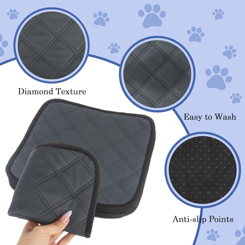 Klmnop 8 Pack Washable Guinea Pig Cage Liners, 12 x 12 Inch Reusable Absorbent Leakproof Pee Pads with Anti-Slip Bottom, Small Animal Bedding for Rabbit Bunny Hamster Cage(Dark Grey)