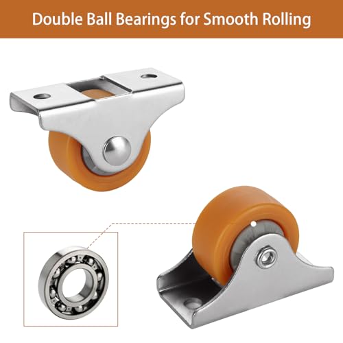 SHUESS 24 PCS 1" Small Casters Wheels, Mini Trundle Bed Wheels with Metal Top Plate, Silent Ball Bearing TPR Wheel for Furniture Rolling Cabinet Trundle Bed Drawer with 60 Screws