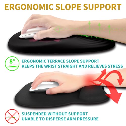 Hokafenle Ergonomic Mouse Pad Wrist Support with Stepped-Wedge Design, Wrist Rest Pain Relief Mousepad Filled with Memory Foam, Carpal Tunnel Mousepad for Wireless Mouse(12x8 inch, Pink Flower) - color: KM015-Pink Flower