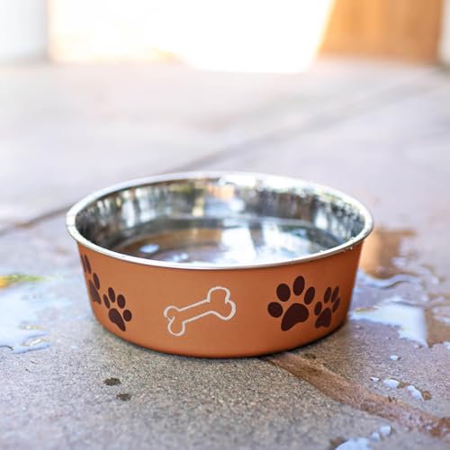 Loving Pets Bella Dog Bowls- Stainless Steel Dog & Cat Bowls - Spill Proof Dog Food Bowl, Cat Bowl, Puppy Essentials & Pet Supplies Great for Home & Travel (Large 35-65 lbs, Copper) - color: Copper, size: Large (35-65lbs)