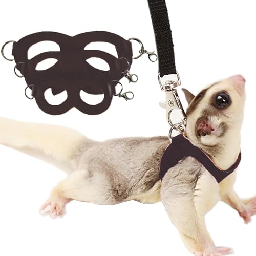 3 Pack Sugar Glider Harness and Leash Set Small Animal Training Walking Vest for Squirrel Hamster Rat-Black - color: Black