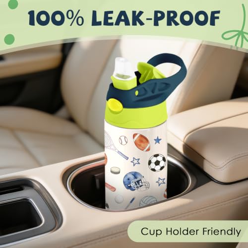 Ball 12 oz Water Bottle with Straw – Stainless Steel Vacuum Insulated Cup, Leakproof Pop-Up Spout, Reusable Travel Mug for Outdoor Sports - color: Ball1