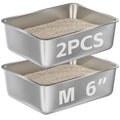 Stainless Steel Cat Litter Box,Medium Metal Litter Box 2pcs | 2 Pack Box for Cats,Easy to Clean,Indoor,Cat LitterBox for kitty/Kitten Rabbit,Litter Pan,No Smell - color: M - 2pcs