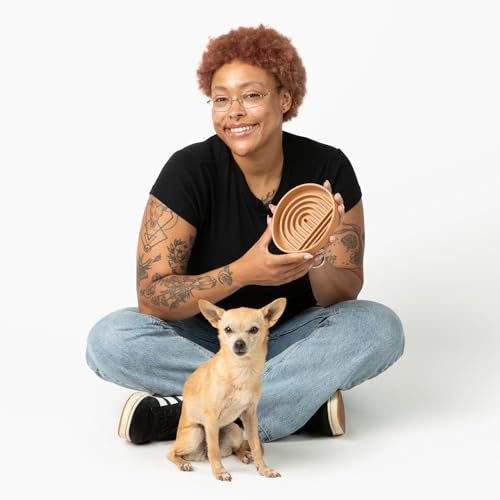 Slow Feeder Dog Bowls - Small Size Silicone Slow Eating Dog Bowl for Puppies & Dogs with Suction Cup -Dishwasher-Safe,Lick Mat Design,Reduces Gulping,for All Breeds, 6”x1.25”-Terracotta - color: Terracotta, size: Small (6” Across x 1.25” Tall)