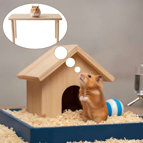cobee 9.84x4.72x4.72in Hamster Play Wooden Platform, Hamster Cage Platform Hamsters Hideout Decorations Cage Accessories Small Animal Wood Stand for Mice Hamsters Squirrel Small Animal