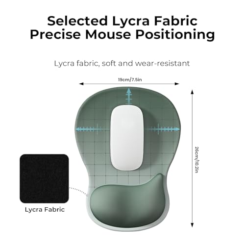 EooCoo Mouse Pad with Gel Wrist Rest, Ergonomic Mousepad Wrist Alignment | Middle Concave Design for Natural Wrist Alignment, Non-Slip Base Mousepad, Carpal Tunnel Relief, Office Desk Accessories - color: Green