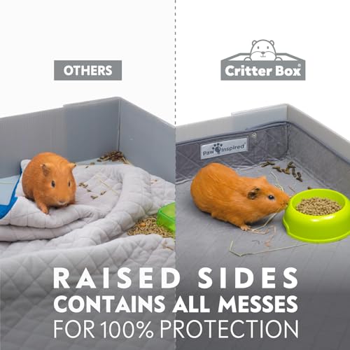 Paw Inspired Reversible Critter Box, C&C 2x3 (14-Inch Grids), Gray/Blue | Washable Fleece Cage Liner, Raised Sides, Bedding for Guinea Pigs Rabbits, Hamsters, Small Animals, Edge Protected Pee Pads - color: Gray/Blue, size: C&C 2x3 (14" Grids)