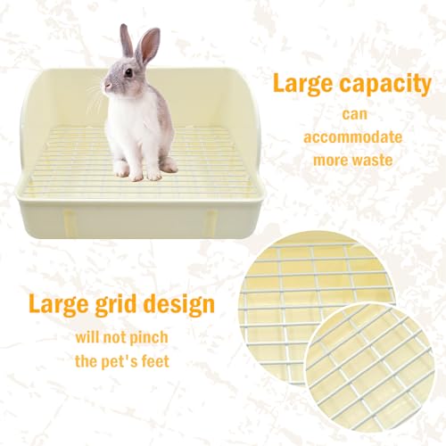 12Pcs Rabbit Litter Box for Cage, Bunny Potty Trainer Corner Guinea Pig Plastic Square Grate Toilet Pet Bedding Litter Box for Small Animal Ferret Hamster Hedgehog (White) - color: 【White】