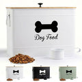 Metal Dog Food Container 15-20 lbs w/ Airtight Bamboo Lid, 70 Cup Capacity | Pet Jar For Dogs up to 100lbs, Airtight Bamboo Lid, Sturdy Comfortable Metal Handle, Powder Coated Iron, Kibble Storage Bin - color: White
